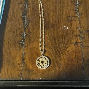 Double dragon Gold Pendant Necklace 657